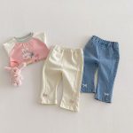 【80-120cm】デニムパンツ 女の子 リボン付き 無地 - 画像 (9)