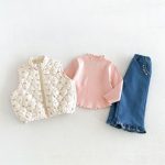 【80-130cm】ベスト 女の子 フラワー柄 暖かい - 画像 (13)