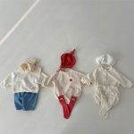 【66-90cm】ロンパース ベビー 韓国風 長袖ハート柄 - 画像 (11)