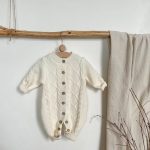 【66-90cm】オールインワン ベビー ニット 無地 - 画像 (5)