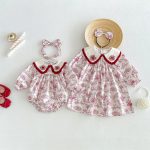 【66-130cm】ロンパースorワンピース ベビー 姉妹服 ローズ柄 - 画像 (2)