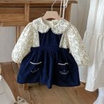 【80-130cm】トップスorワンピース 女の子 小花柄 フリル カラー - 画像 (2)