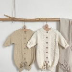 【66-90cm】オールインワン ベビー ニット 無地